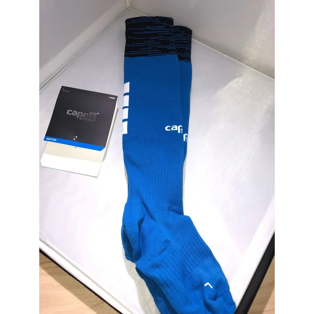 Capelli Sport Marled Match Soccer Socks Blue Black White AGX-2280 Mens Large
